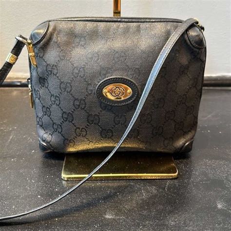 RDC14245 Authentic GUCCI Vintage Black GG Canvas Web 